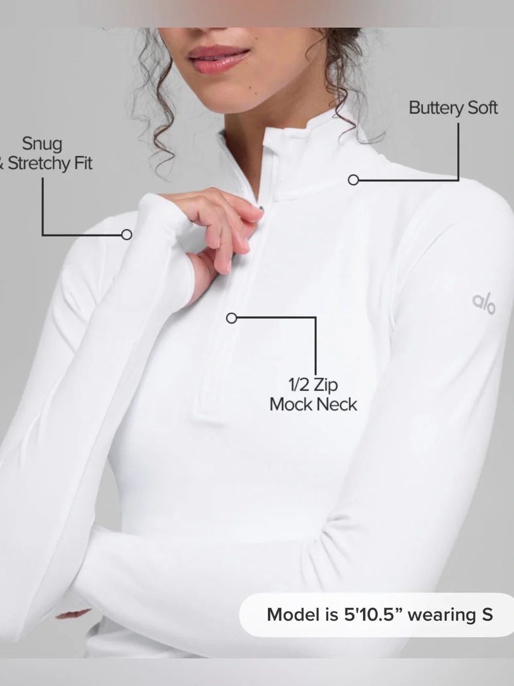 NWT* Alo Yoga Alosoft 1/2 Zip Rapid Pullover White XS